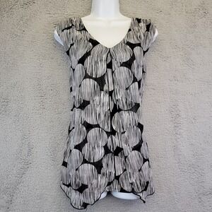 Adele & May Women's Top Size XL Black White Sleeveless Flowy Layered Polka Dot A